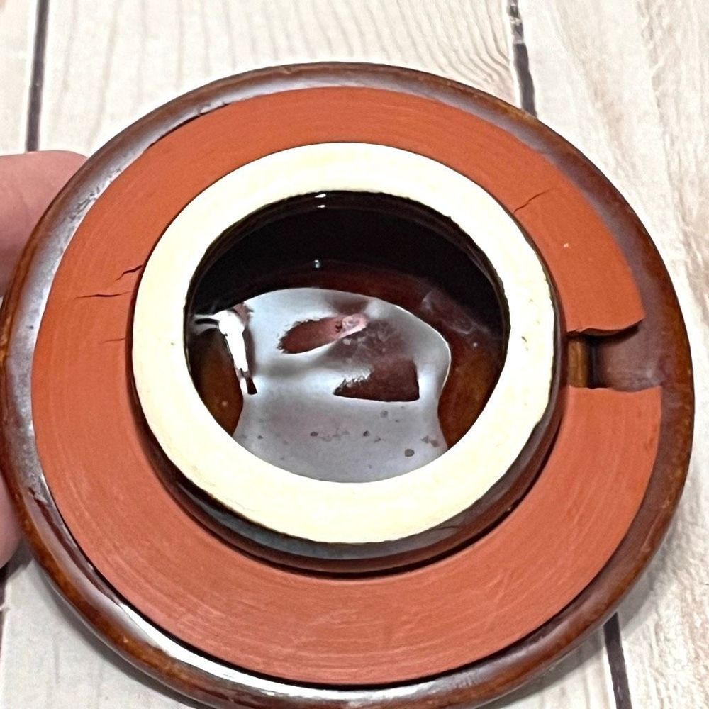 Vintage MCM McCoy USA #251 Woman Churning Butter  Brown & Beige Canister w/Lid - Picture 9 of 12